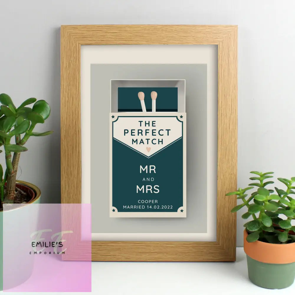 Personalised The Perfect Match A4 Oak Framed Print