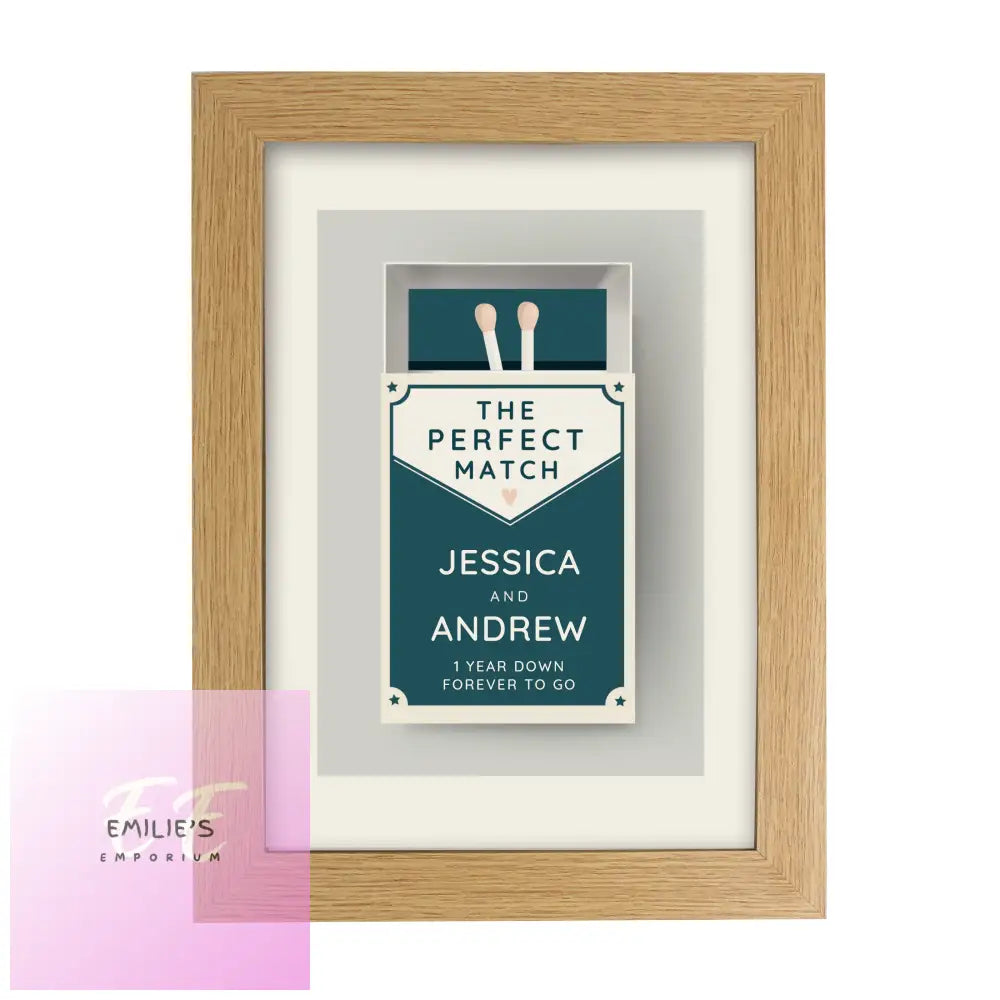 Personalised The Perfect Match A4 Oak Framed Print