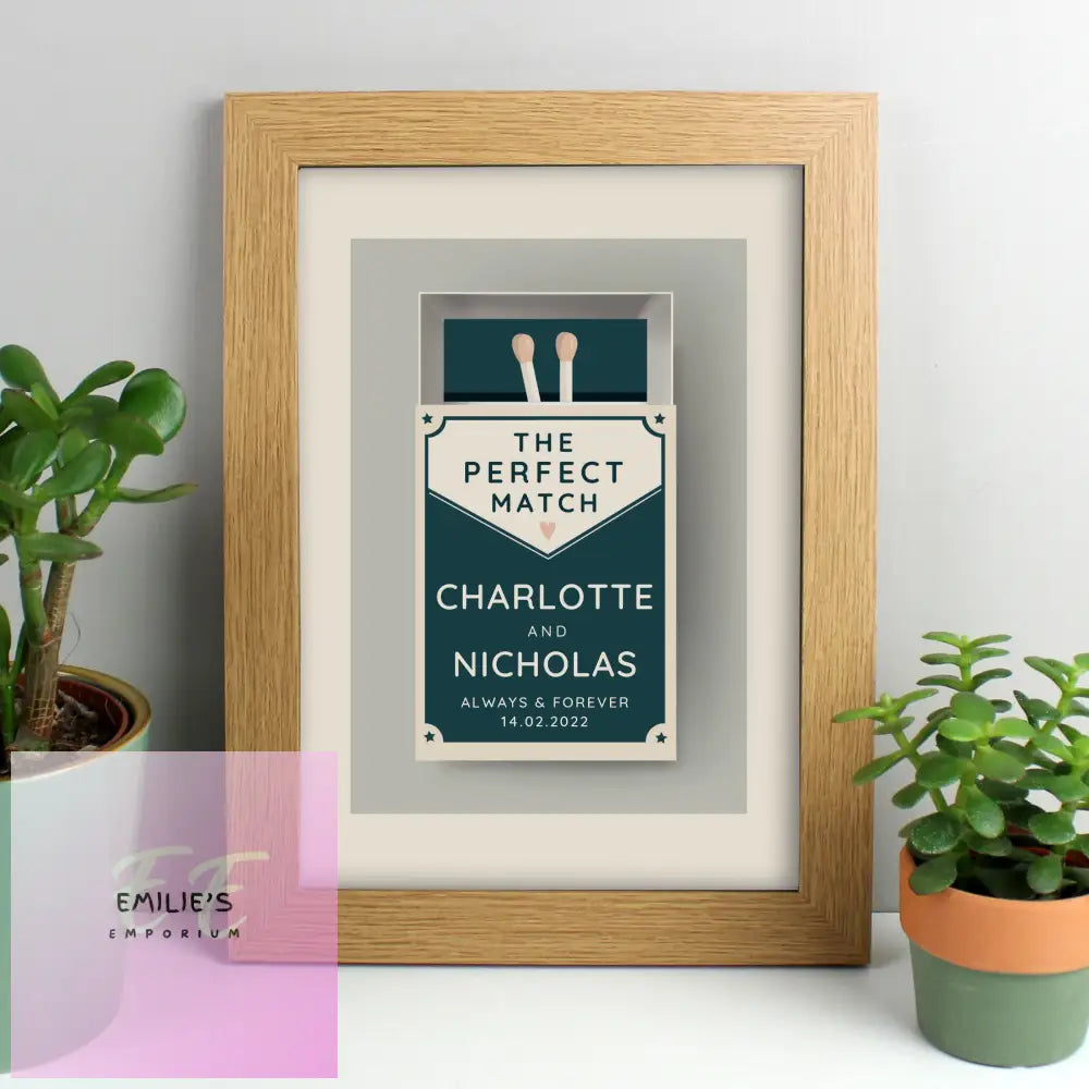 Personalised The Perfect Match A4 Oak Framed Print