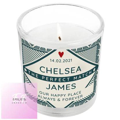 Personalised The Perfect Match Scented Jar Candle