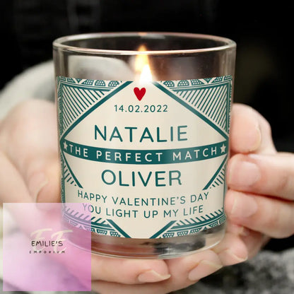 Personalised The Perfect Match Scented Jar Candle