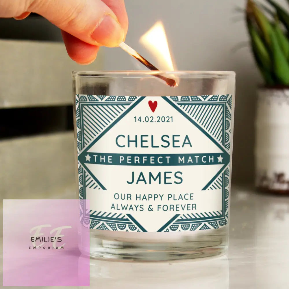 Personalised The Perfect Match Scented Jar Candle