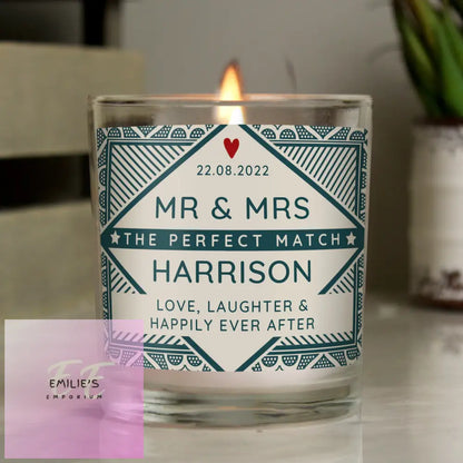 Personalised The Perfect Match Scented Jar Candle