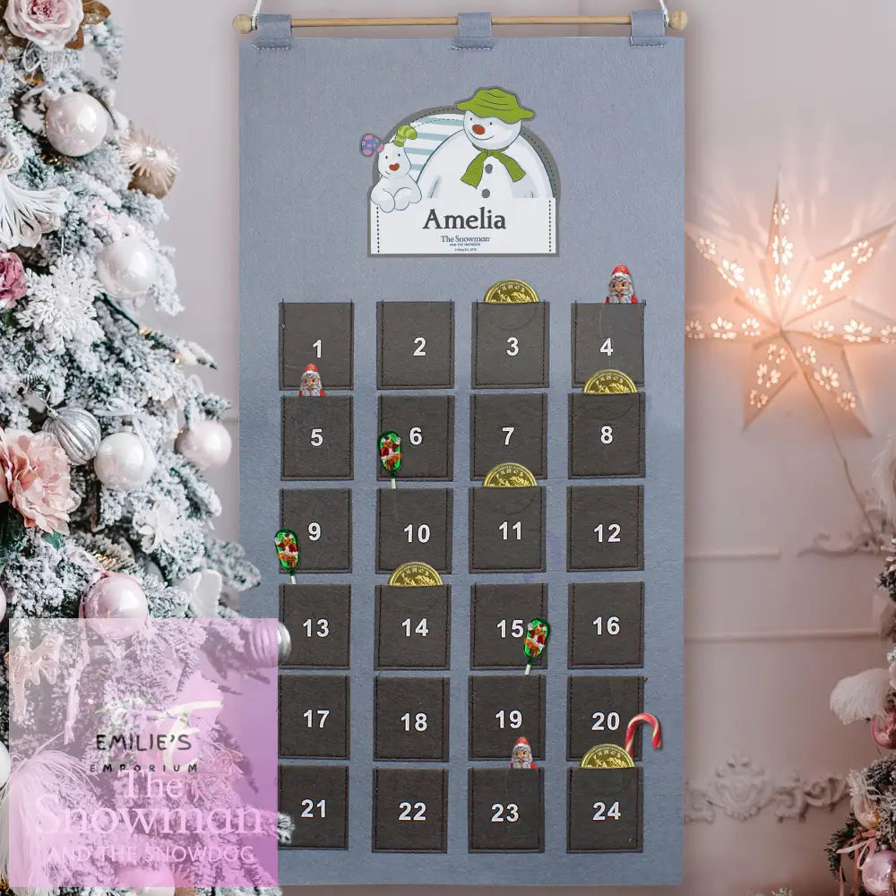 Personalised The Snowman Advent Calendar In Silver Grey