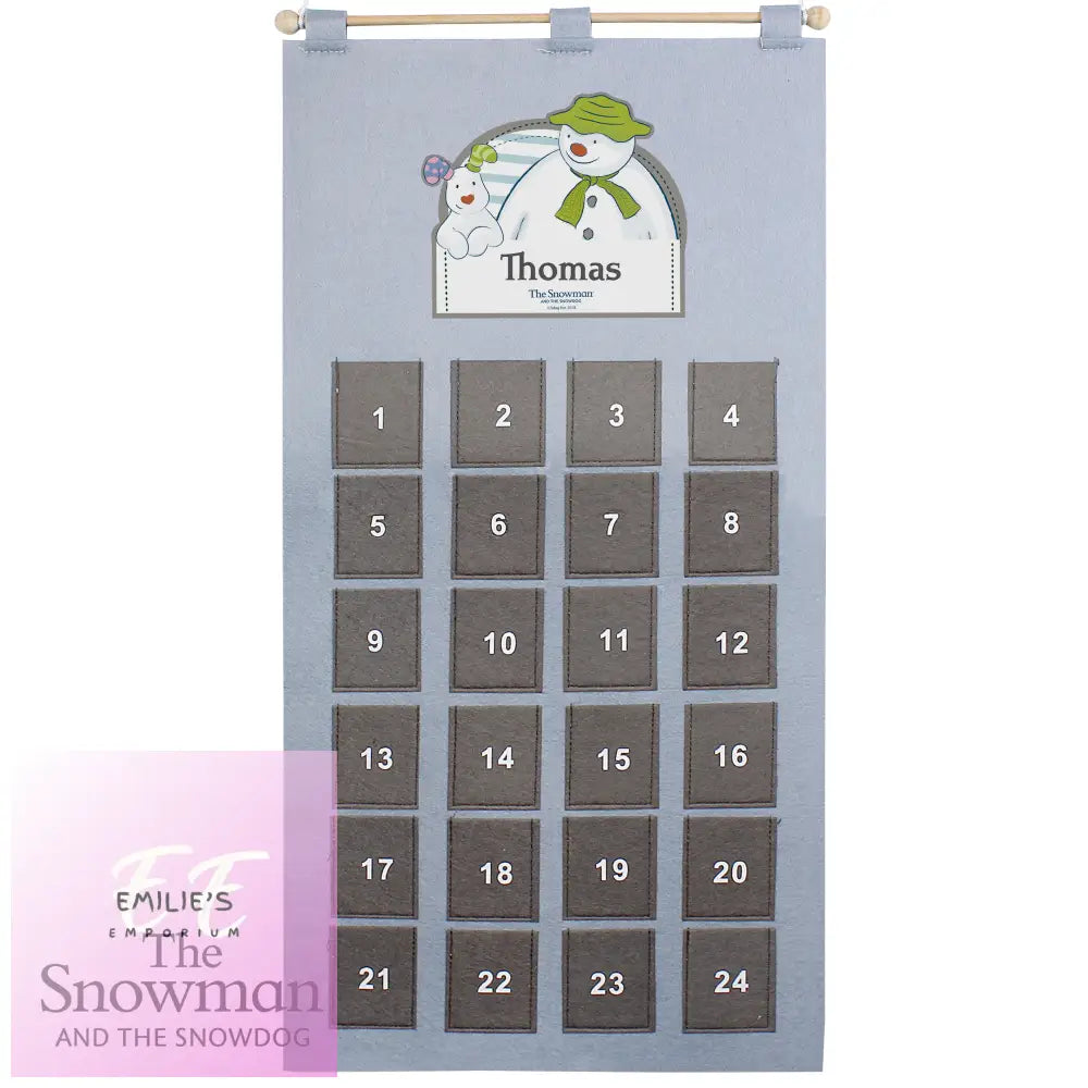 Personalised The Snowman Advent Calendar In Silver Grey