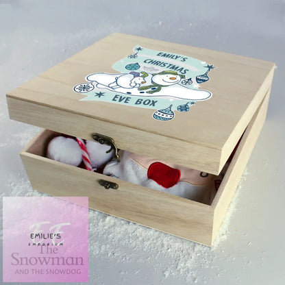 Personalised The Snowman And The Snowdog Large Wooden Christmas Eve Box