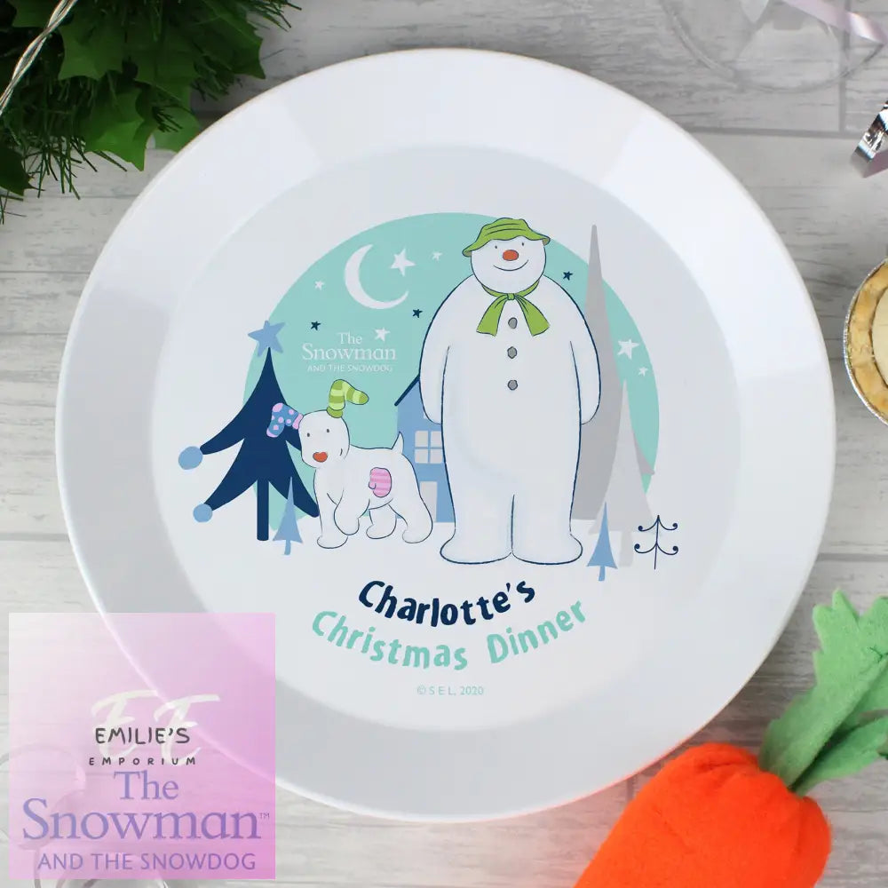 Personalised The Snowman And The Snowdog Plastic Plate