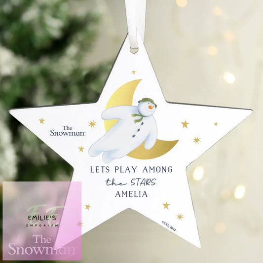 Personalised The Snowman Gold Moon Wooden Star Decoration