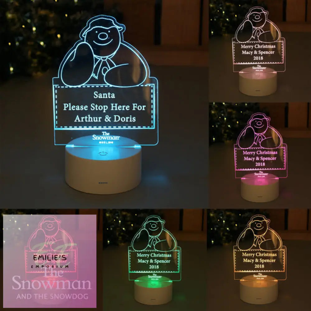 Personalised The Snowman Led Colour Changing Decoration & Night Light