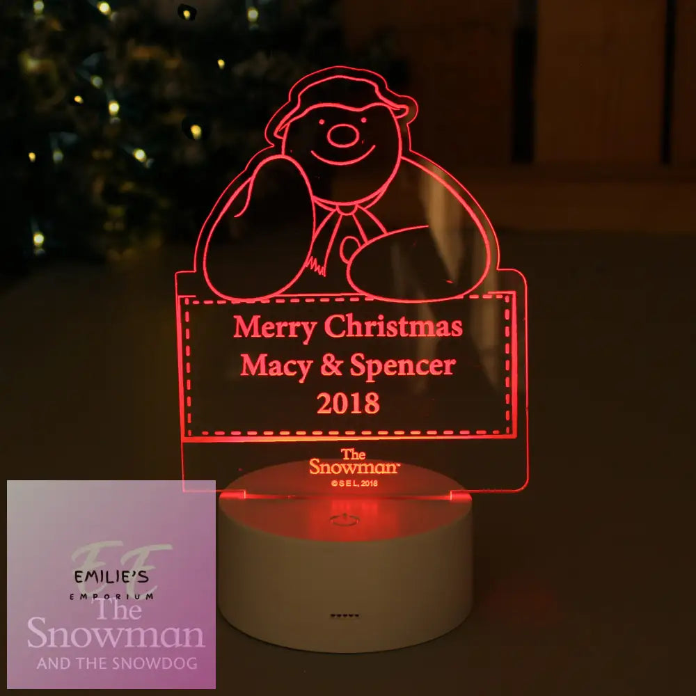 Personalised The Snowman Led Colour Changing Decoration & Night Light