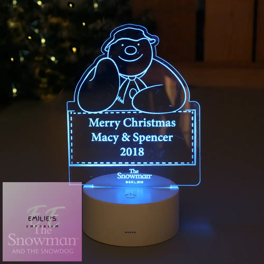 Personalised The Snowman Led Colour Changing Decoration & Night Light