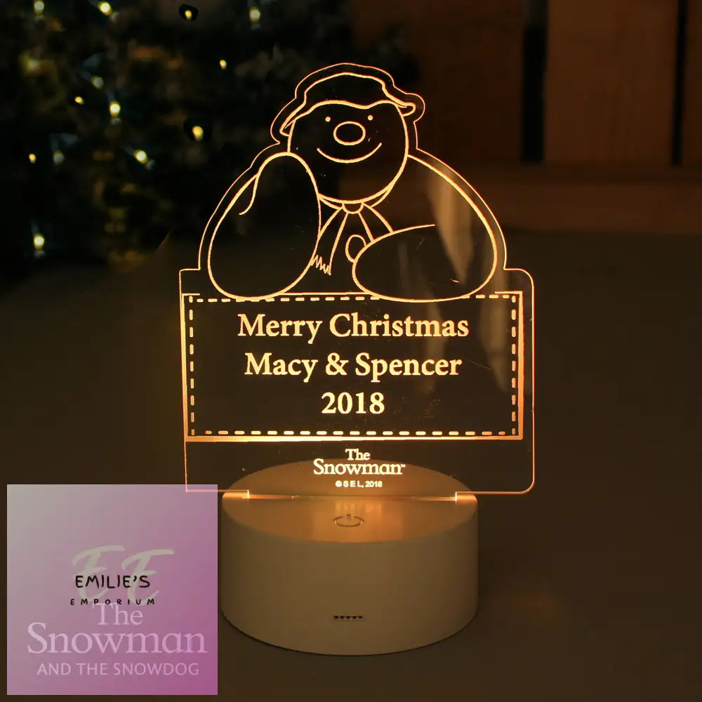 Personalised The Snowman Led Colour Changing Decoration & Night Light