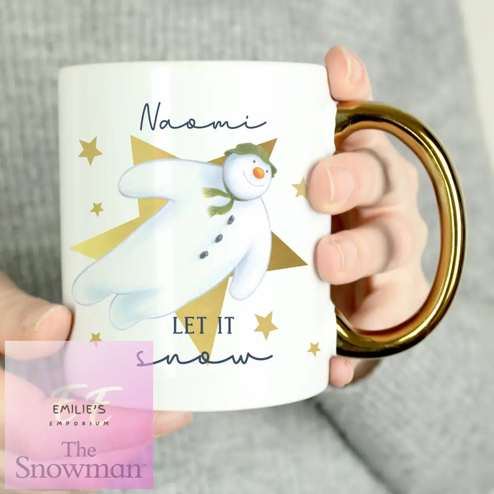 Personalised The Snowman Let It Snow Gold Handed Mug