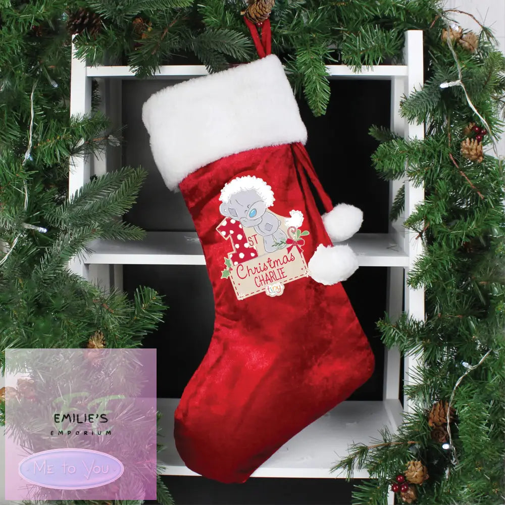 Personalised Tiny Tatty Teddy My 1St Christmas Luxury Red Stocking