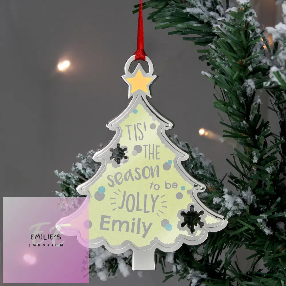 Personalised Tis The Season To Be Jolly Tree Metal Decoration