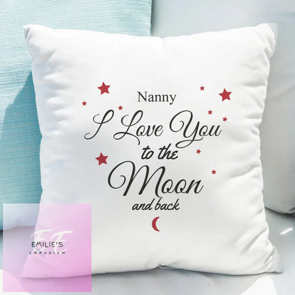 Personalised To The Moon & Back White Cushion