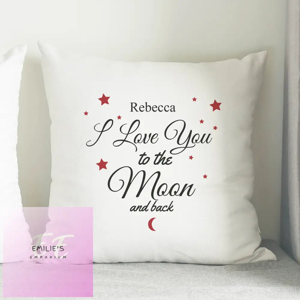 Personalised To The Moon & Back White Cushion