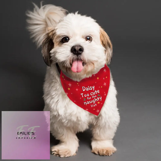 Personalised Too Cute For The Naughty List Dog Bandana