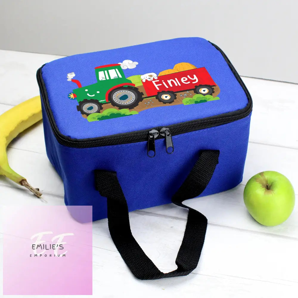 Personalised Tractor Blue Lunch Bag