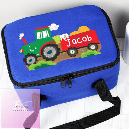 Personalised Tractor Blue Lunch Bag