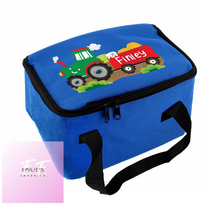 Personalised Tractor Blue Lunch Bag