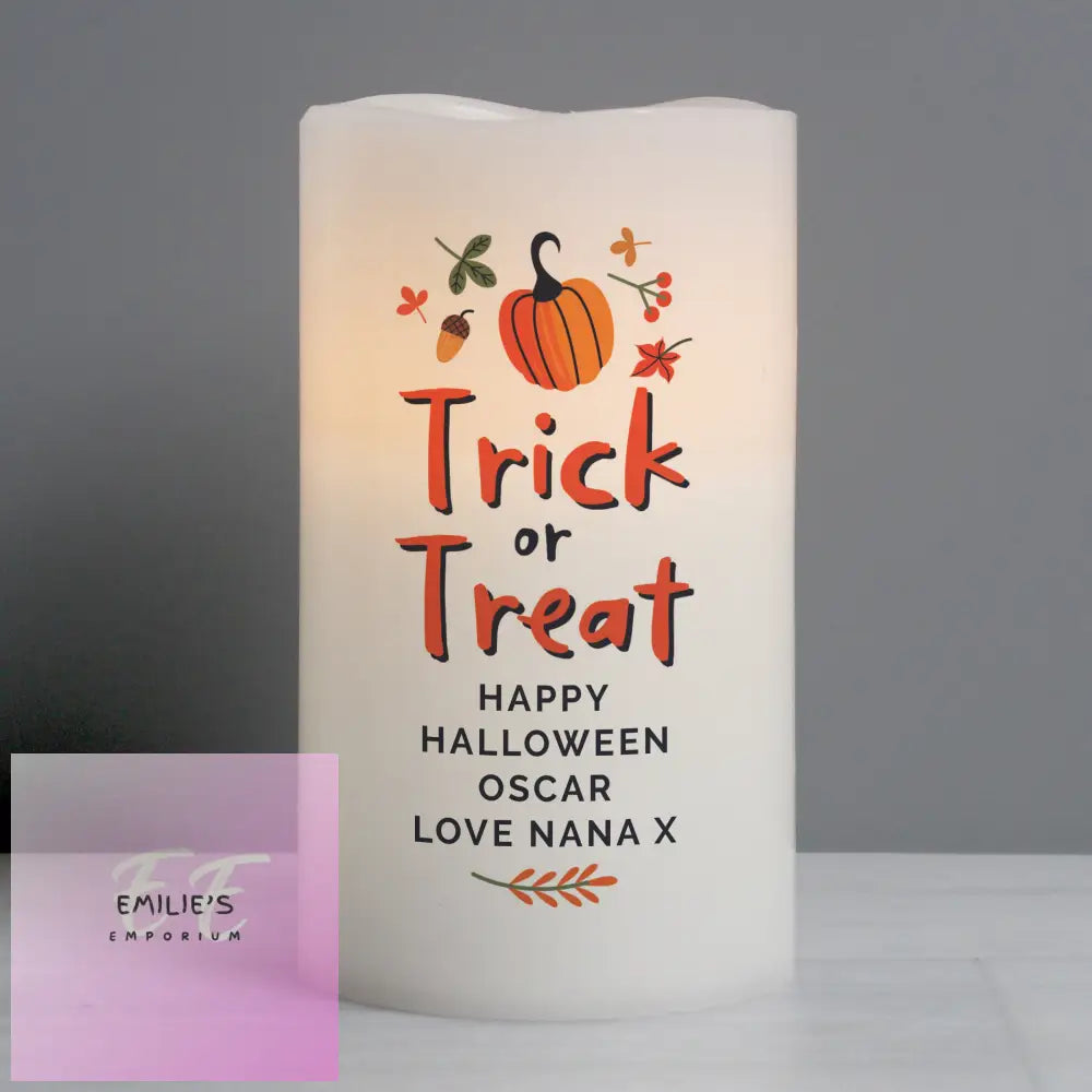 Personalised Trick Or Treat Led Candle