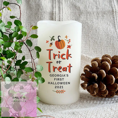 Personalised Trick Or Treat Led Candle