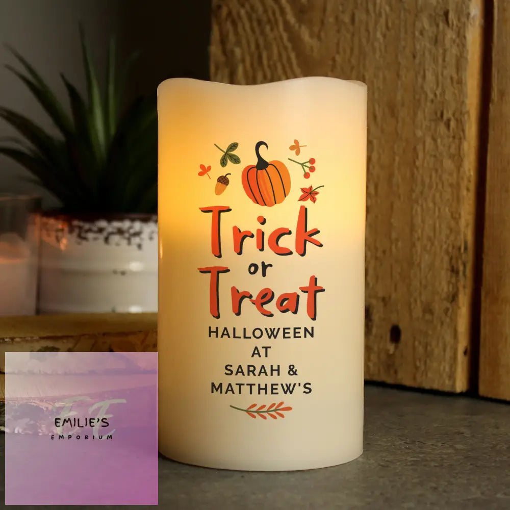 Personalised Trick Or Treat Led Candle