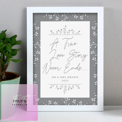 Personalised True Love Story A4 White Framed Print