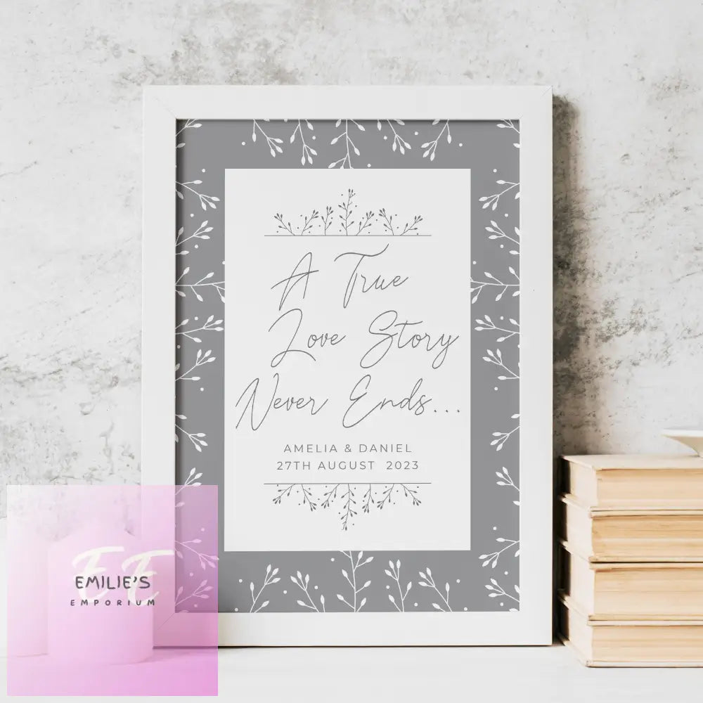 Personalised True Love Story A4 White Framed Print