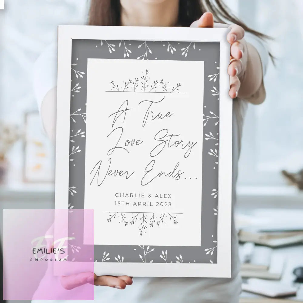 Personalised True Love Story A4 White Framed Print