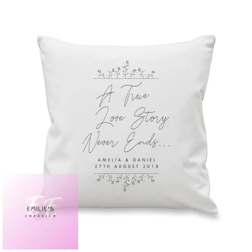 Personalised True Love Story White Cushion