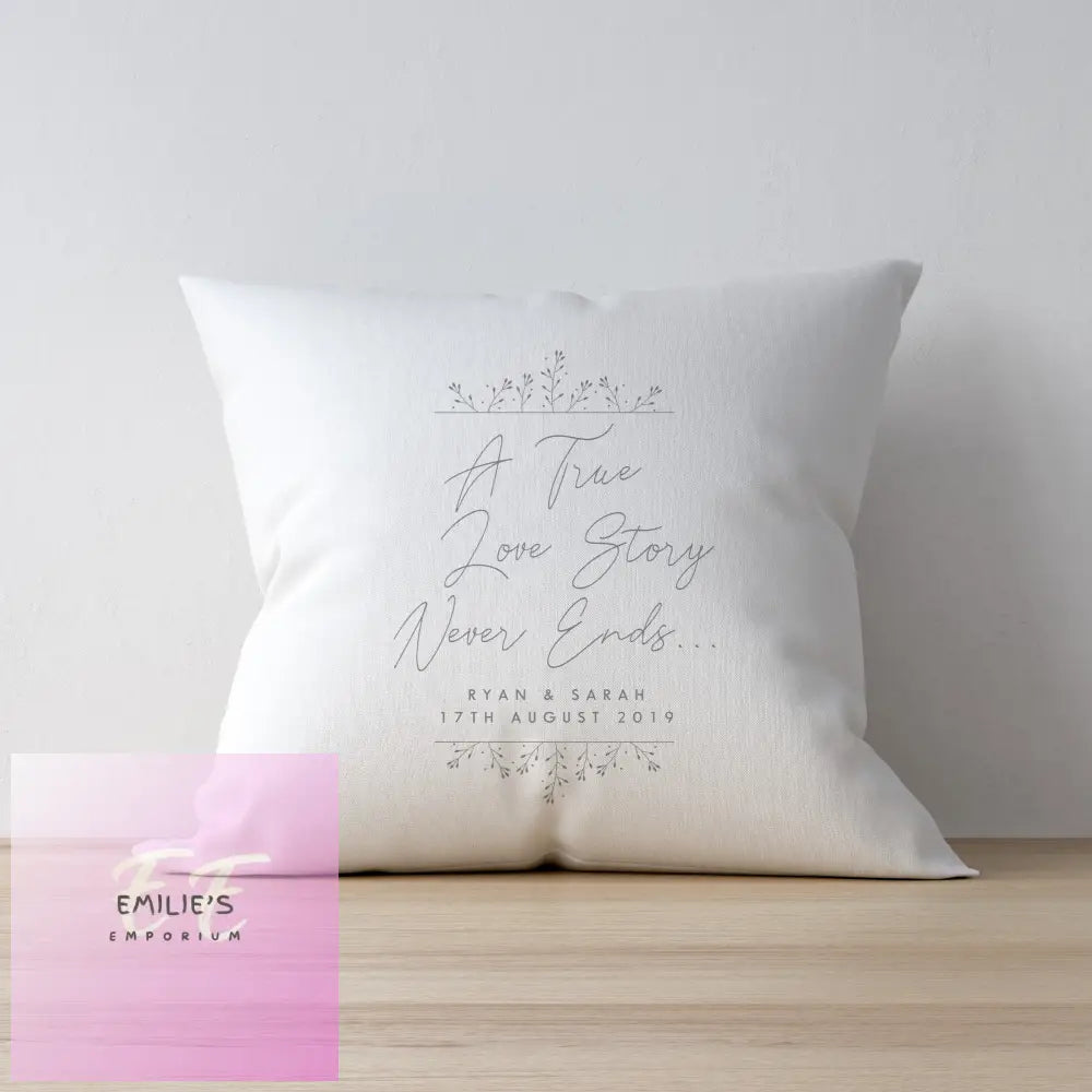 Personalised True Love Story White Cushion