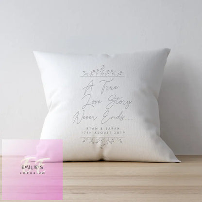 Personalised True Love Story White Cushion