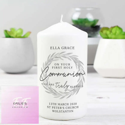 Personalised Truly Blessed First Holy Communion Pillar Candle Baby & Toddler