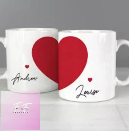Personalised Two Hearts Mug Set (Names)