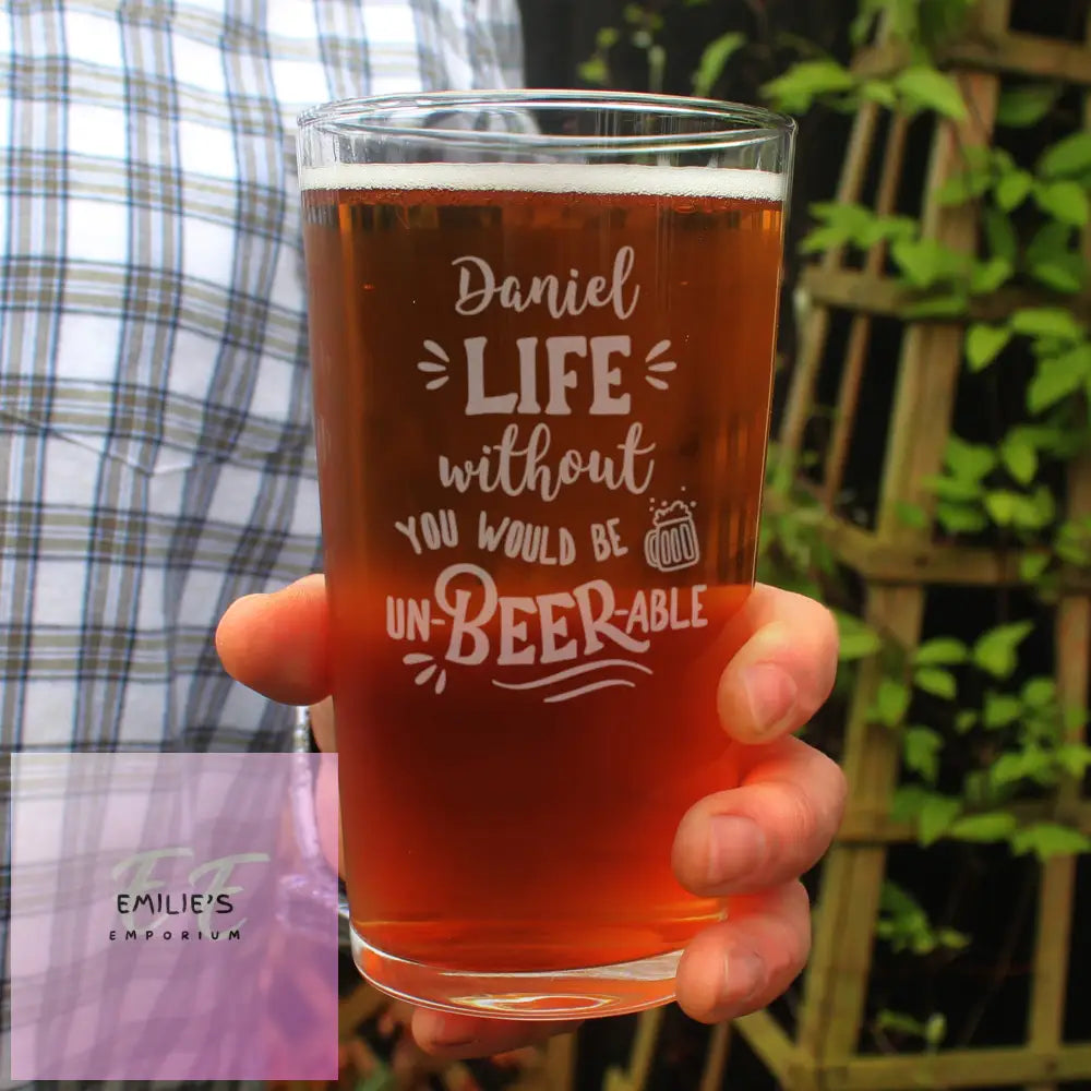 Personalised Un-Beer-Able Pint Glass