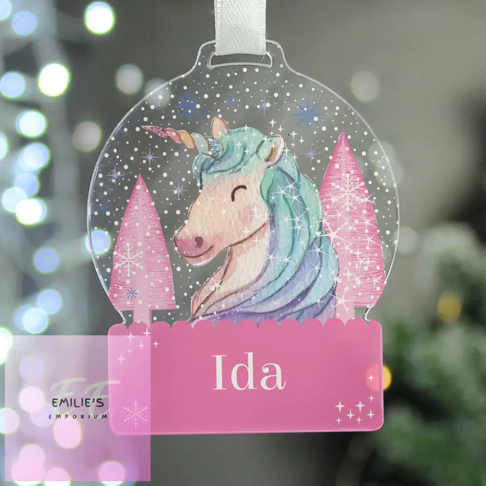 Personalised Unicorn Acrylic Snowglobe Decoration