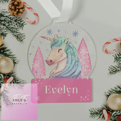 Personalised Unicorn Acrylic Snowglobe Decoration