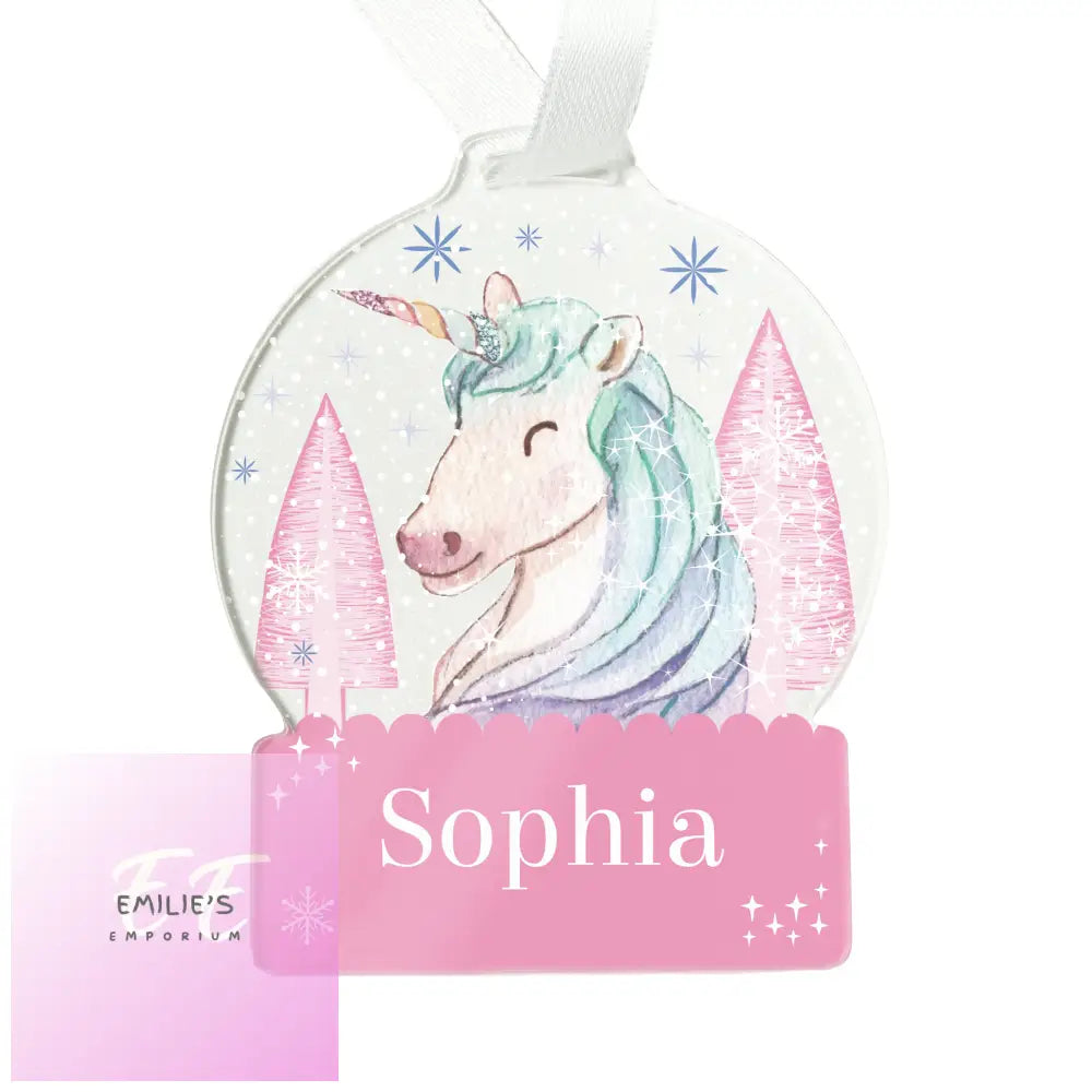 Personalised Unicorn Acrylic Snowglobe Decoration