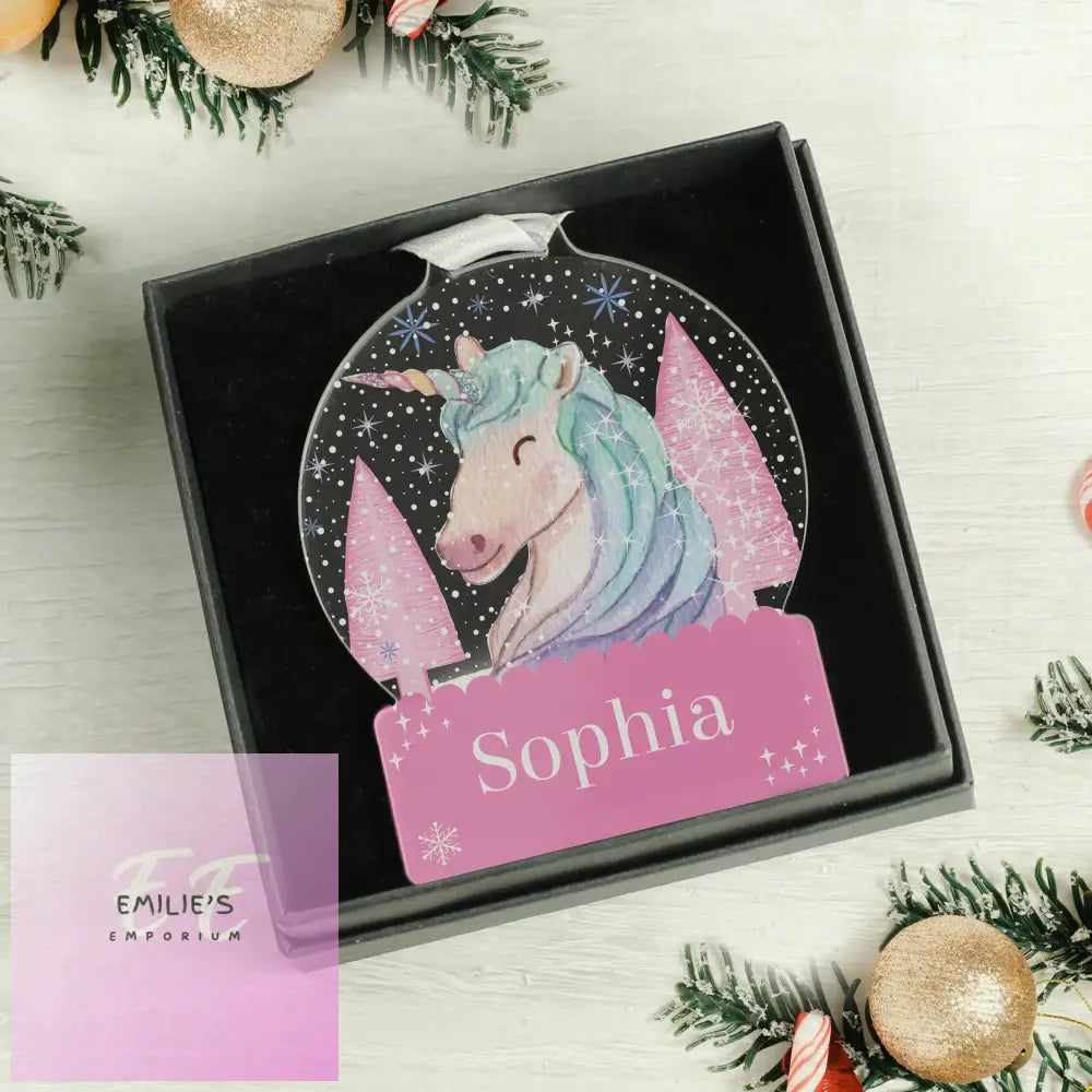 Personalised Unicorn Acrylic Snowglobe Decoration