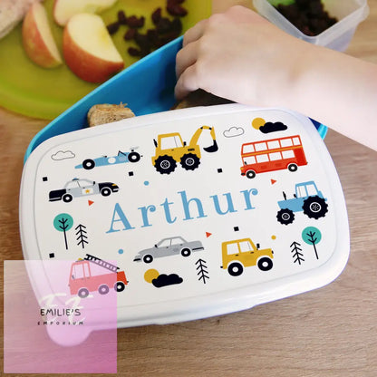 Personalised Vehicles Name Only Blue Lunch Box