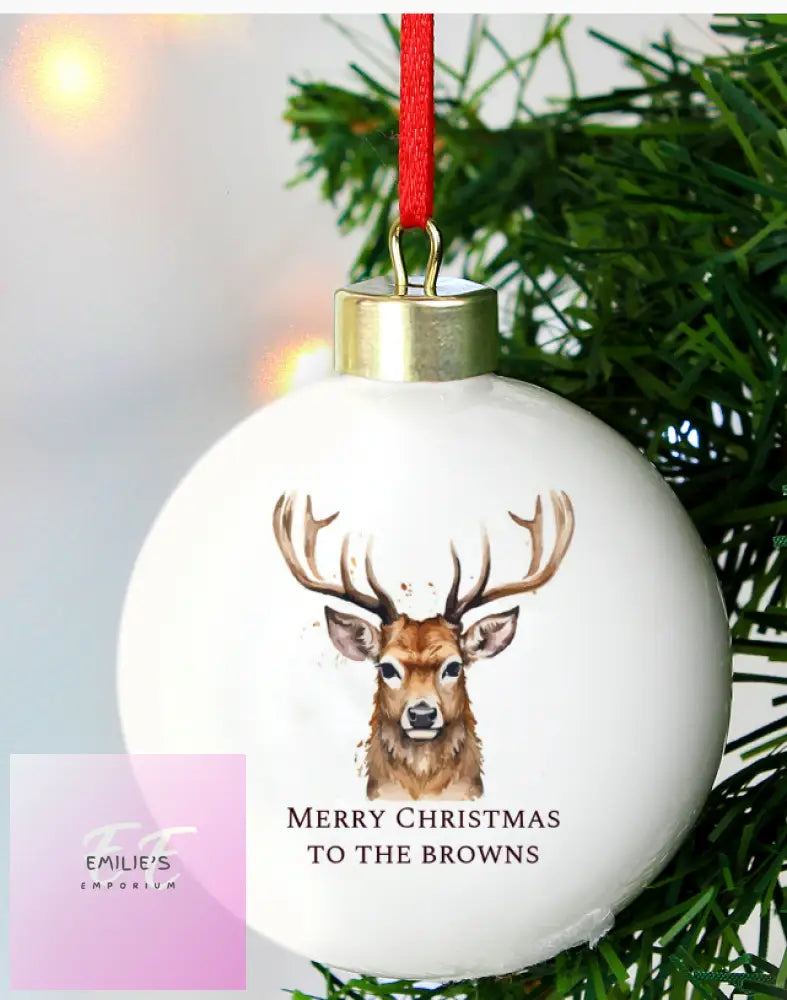 Personalised Watercolour Stag Bauble