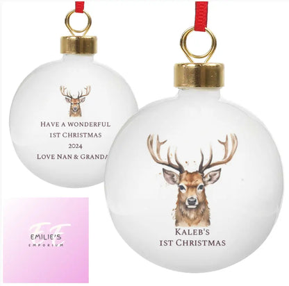 Personalised Watercolour Stag Bauble