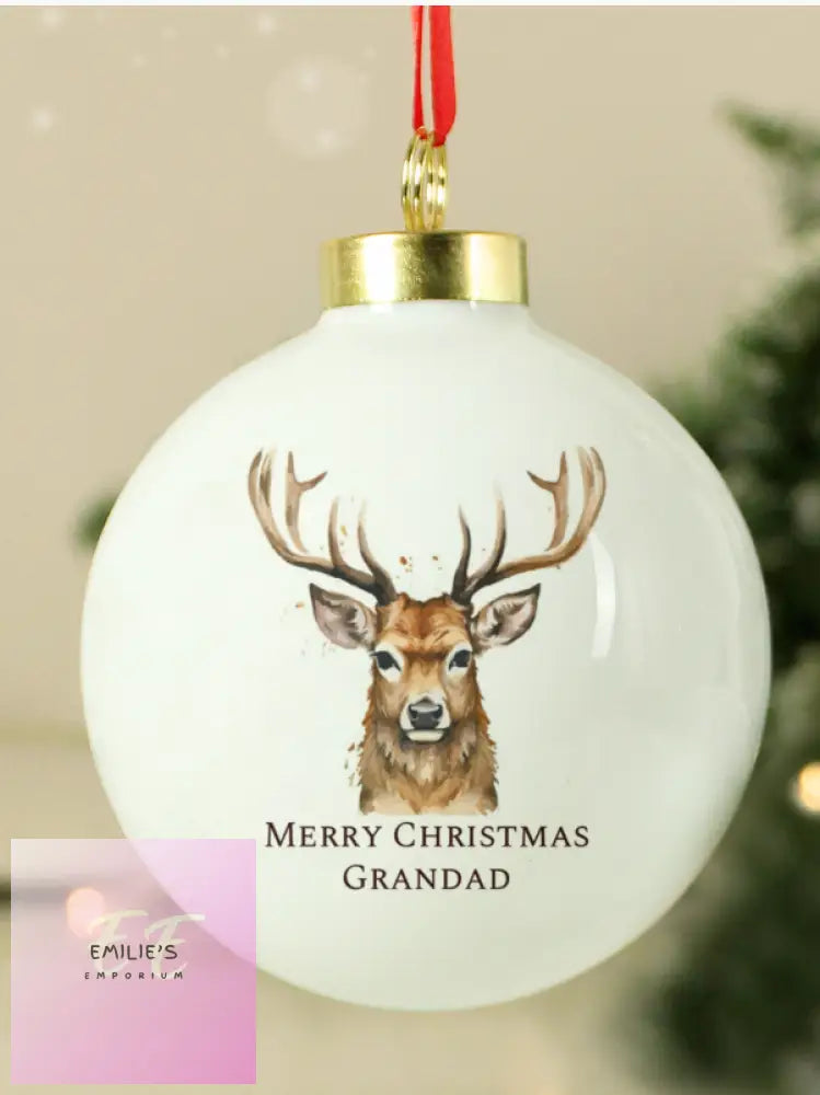 Personalised Watercolour Stag Bauble