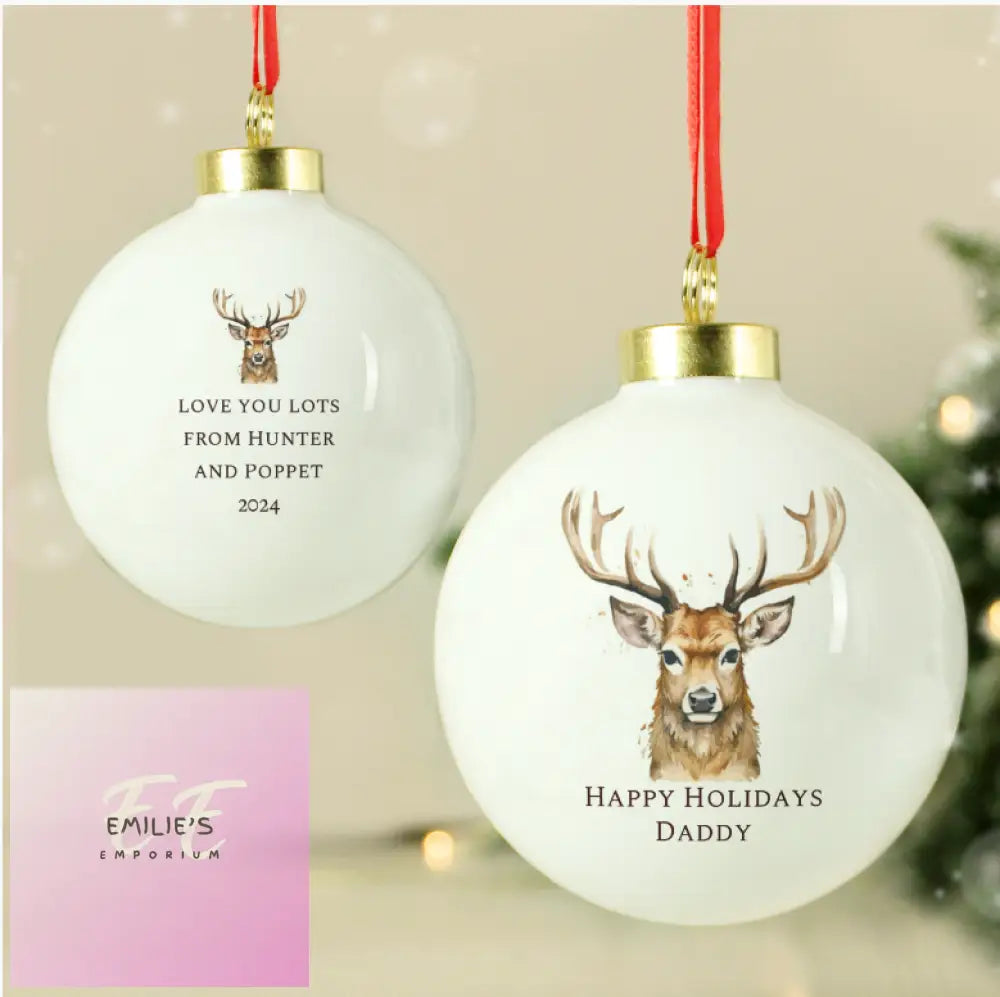 Personalised Watercolour Stag Bauble