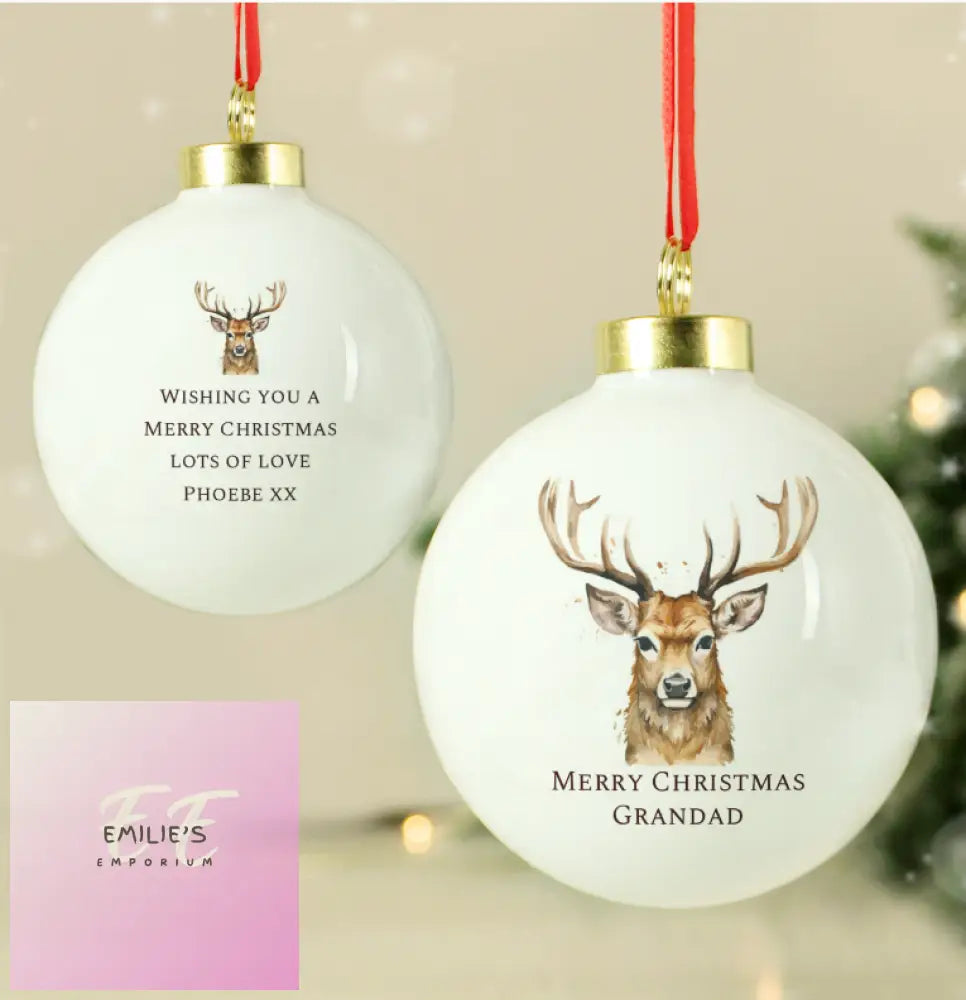 Personalised Watercolour Stag Bauble