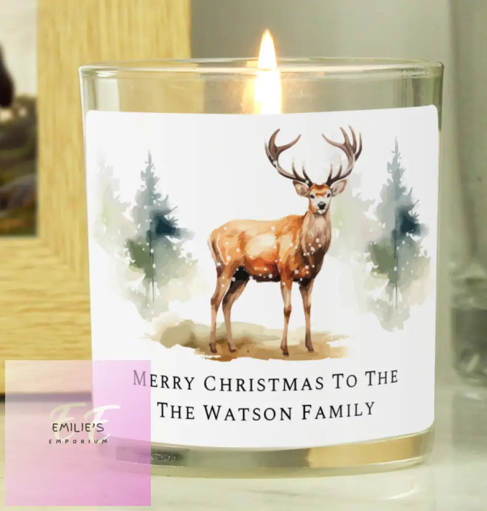 Personalised Watercolour Stag Candle Jar