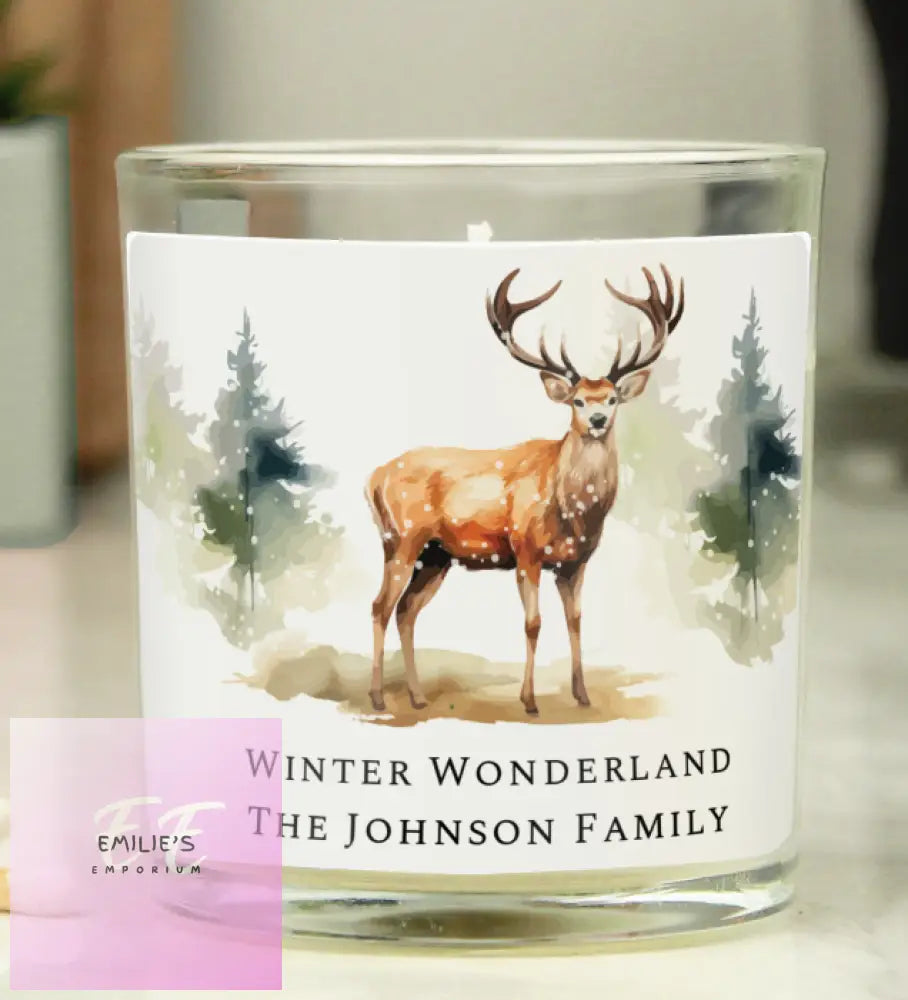 Personalised Watercolour Stag Candle Jar