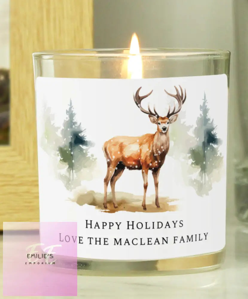 Personalised Watercolour Stag Candle Jar